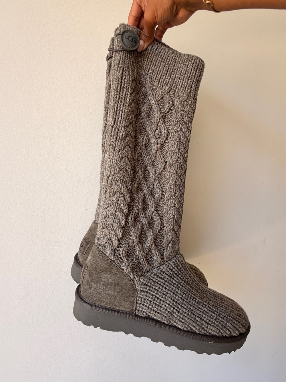 UGG Women's Taupe Knit Cable Tall Boot